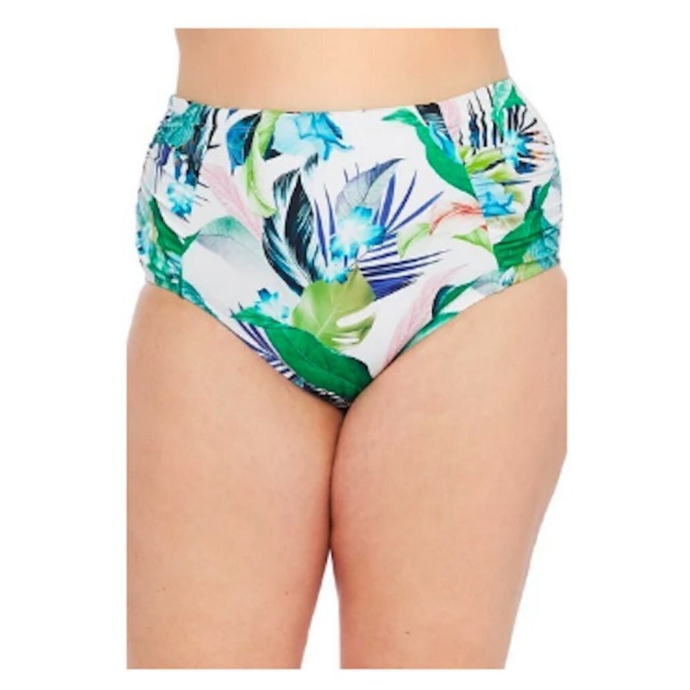 La Blanca $69 Plus Size In the Moment Printed High Waist Bikini Bottom Size 16W